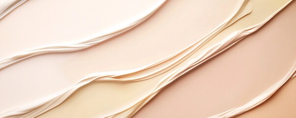 Liquid foundation makeup cream strokes forming wavy pattern