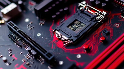 Fototapeta premium Microchips and Connections in Focus