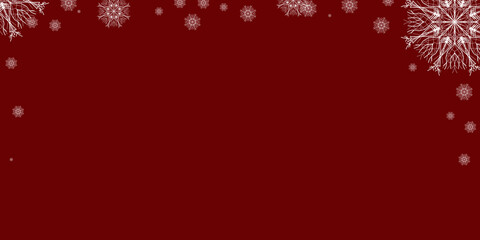 Red background frame with snowflakes. copy space. Blank for design. Merry Christmas and Happy New Year. Red background