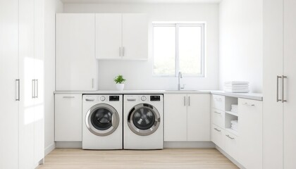 washing machine in front of a kitchen Minimalist Concept