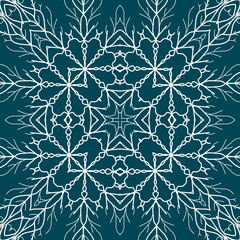 Christmas seamless pattern. Christmas background blue. Snowflake pattern. Happy New Year