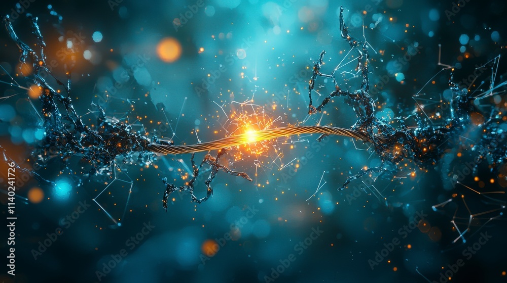 Aufkleber Fragmented memories interwoven digital art abstract environment illuminated viewpoint artistic concept for reflection