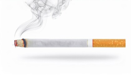 Close-Up of Burning Cigarette with Ash and Rising Smoke. Symbolizing Tobacco Addiction, Smoking Health Risks, Air Pollution, Nicotine Dependence, and Public Health Awareness Concepts