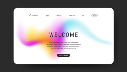 Abstract wave futuristic design of landing page. retro gradient mesh website design	