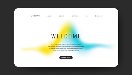 Abstract wave futuristic design of landing page. retro gradient mesh website design	