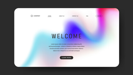 Abstract wave futuristic design of landing page. retro gradient mesh website design	