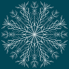 Snowflakes on a blue background. Seamless pattern of snowflakes. Christmas background. Happy New Year