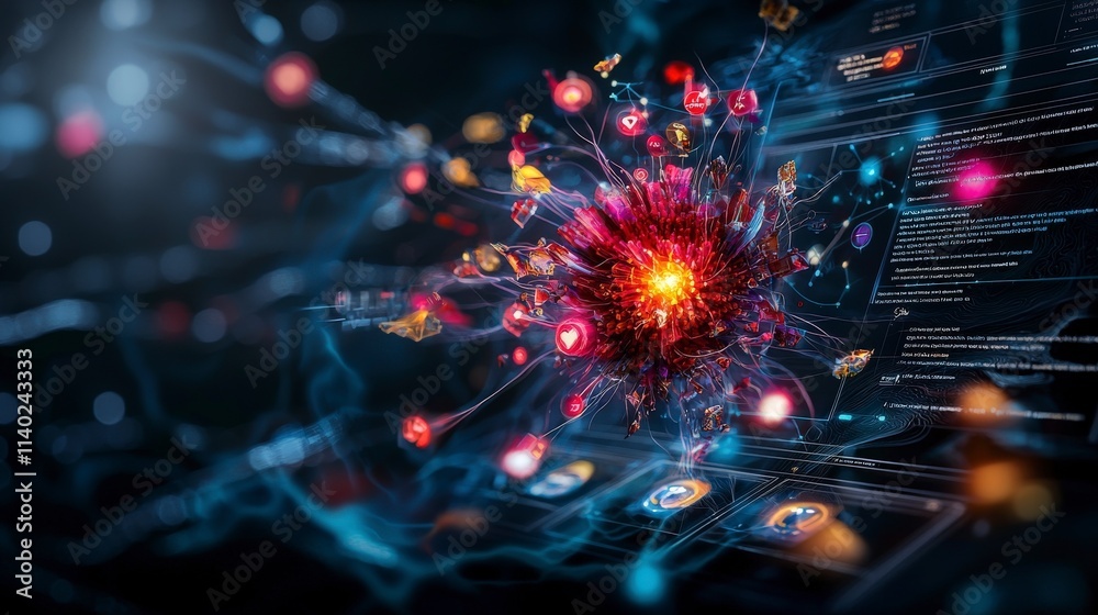 Aufkleber Interactive technology dashboard showcasing colorful data visualizations digital workspace dynamic user experience
