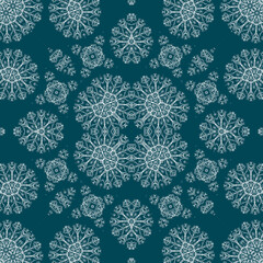 Christmas seamless pattern. Christmas background blue. Snowflake pattern. Happy New Year