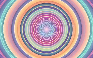 Naklejka premium A circular grid, glowing with concentric designs in radiant pastel gradients