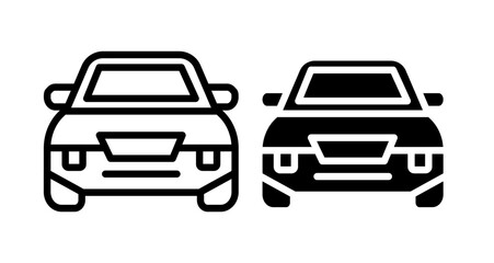 Car front view Icon collection in filled and stroke style.