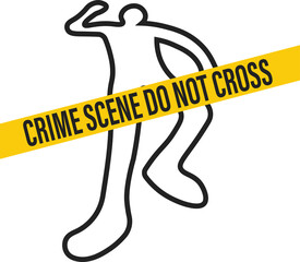 Isolated pictogram dead body covered withnpolice line do not cross, murder, crime scene, criminal icon