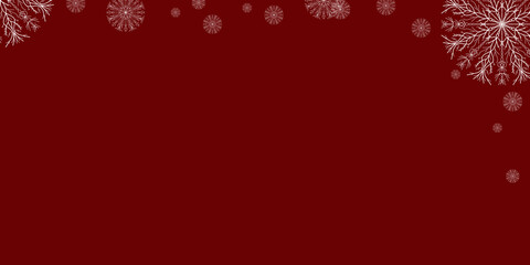 Red background frame with snowflakes. copy space. Blank for design. Merry Christmas and Happy New Year. Red background