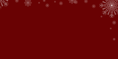 Red background frame with snowflakes. copy space. Blank for design. Merry Christmas and Happy New Year. Red background