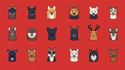 Obraz premium Colorful dog and animal illustrations art display vibrant design