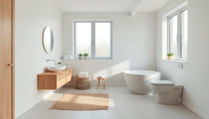 Scandinavian Style - Bathroom Interior Design With Scandinavian Concept - Hotel Bathroom - Apartment Bathroom Interior With Toilet - Interior Design