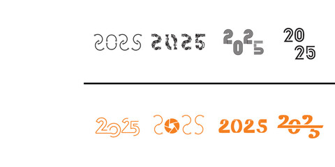 2025 icon set. 2025 new Year logo. 2025 numbers logo. Vector illustration. 