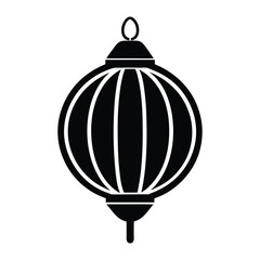Chinese New Year Line Icon Lantern Silhouette Vector