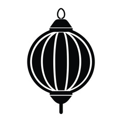 Chinese New Year Line Icon Lantern Silhouette Vector