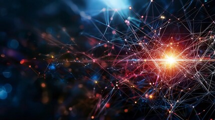 Fototapeta premium Exploring the fiber optic network grid digital space visual artwork abstract design wide angle connectivity concept