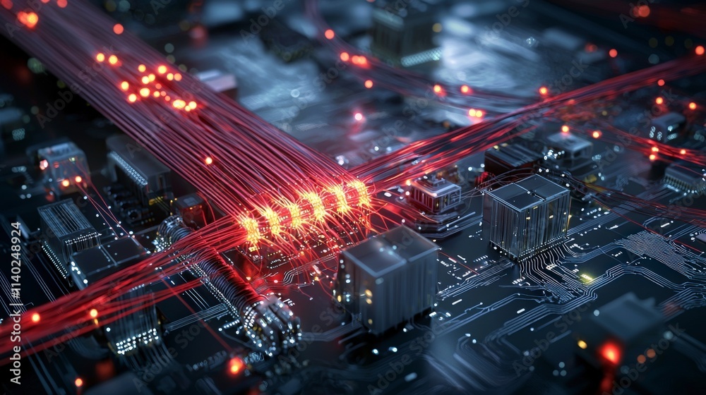 Aufkleber high-tech fiber optic internet system conceptual visualization of future technology