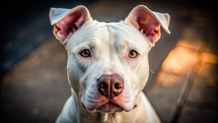 Obraz premium American Pit Bull Terrier Dog Breed Photography: Documentary Style Images of White Pit Bulls