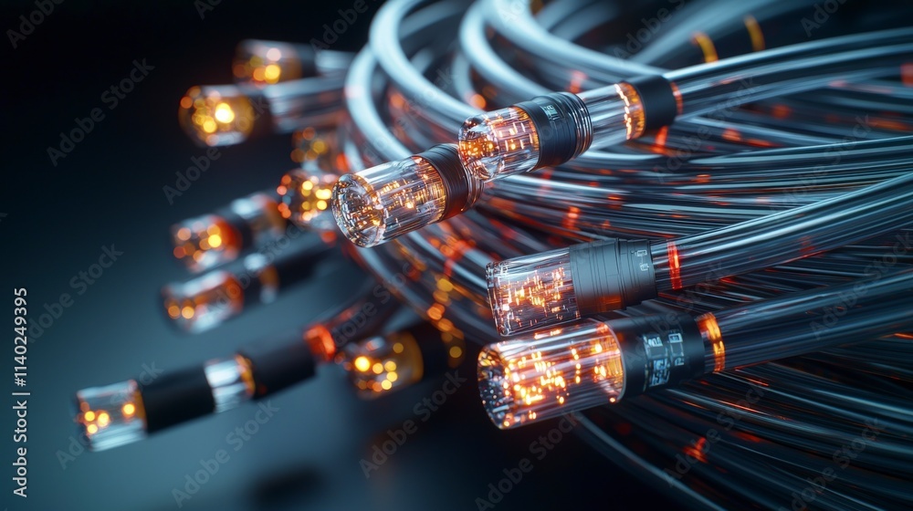 Aufkleber dynamic bundle of sleek transparent cables high-tech environment abstract image industrial perspecti