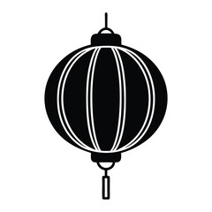 Chinese New Year Line Icon Lantern Silhouette Vector
