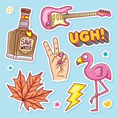 Sticker Icons Hand Drawn Doodle Coloring Vector