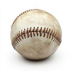 Vintage baseball resting on a flat surface showcasing its aged leather and stitching details