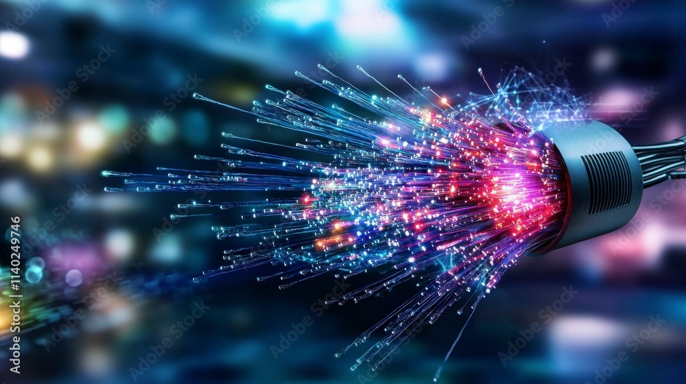 Poster Dynamic internet data flow visualization digital space abstract art high-tech environment close-up view efficiency concept
