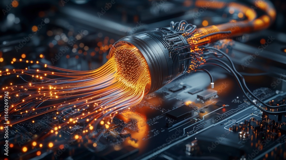 Aufkleber Efficient internet data flow visualization digital art abstract design tech environment close-up viewpoint innovation concept