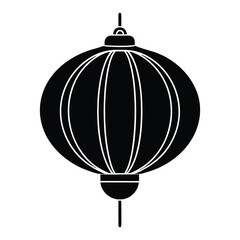 Chinese New Year Line Icon Lantern Silhouette Vector