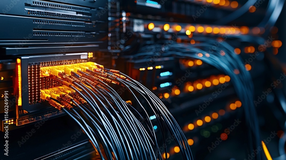Poster fiber optic cable connections enhance data transmission efficiency in modern tech environments