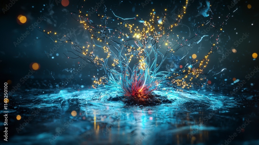 Aufkleber fiber optic communication burst digital art creation abstract stunning visuals tech environment illu