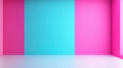 Fototapeta premium A vibrant interior featuring contrasting pink and blue walls, ideal for contemporary design concepts and creative spaces.