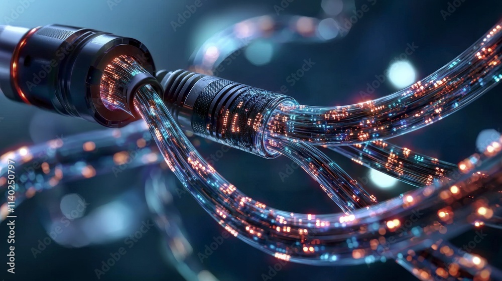 Poster Data transfer efficiency conceptualization digital realm graphic representation abstract environment close-up perspective