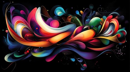 Vibrant Abstract Colorful Swirls and Splashes Digital Art