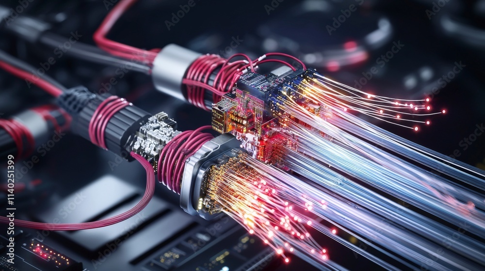 Poster innovative fiber optic cables in cutting-edge high-tech environments advanced concepts and detailed 