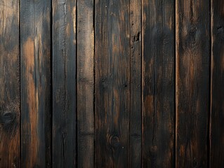 Fototapeta premium Dark wooden planks with a textured surface, ideal for backgrounds or design.