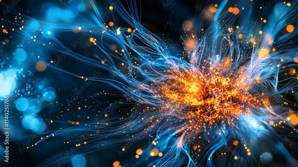 Poster Dynamic data transmission visualization digital realm abstract art high-tech environment macro perspective energy concept