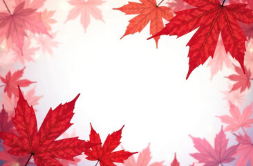 white blank postcard against the background with red maple leaves