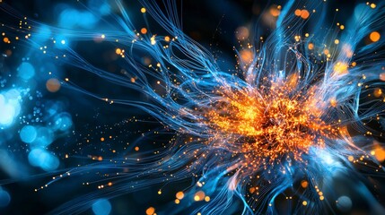Fototapeta premium Dynamic data transmission visualization digital realm abstract art high-tech environment macro perspective energy concept