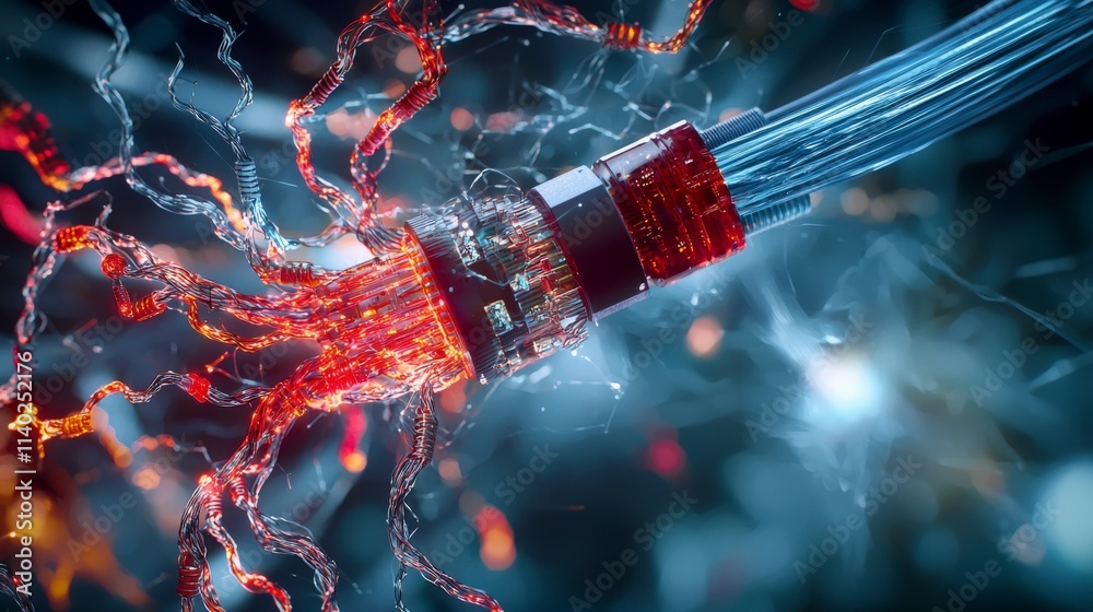 Poster dynamic optical science exploration laboratory digital art futuristic close-up technology innovation