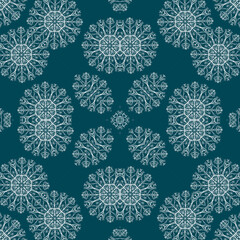 Christmas seamless pattern. Christmas background blue. Snowflake pattern. Happy New Year