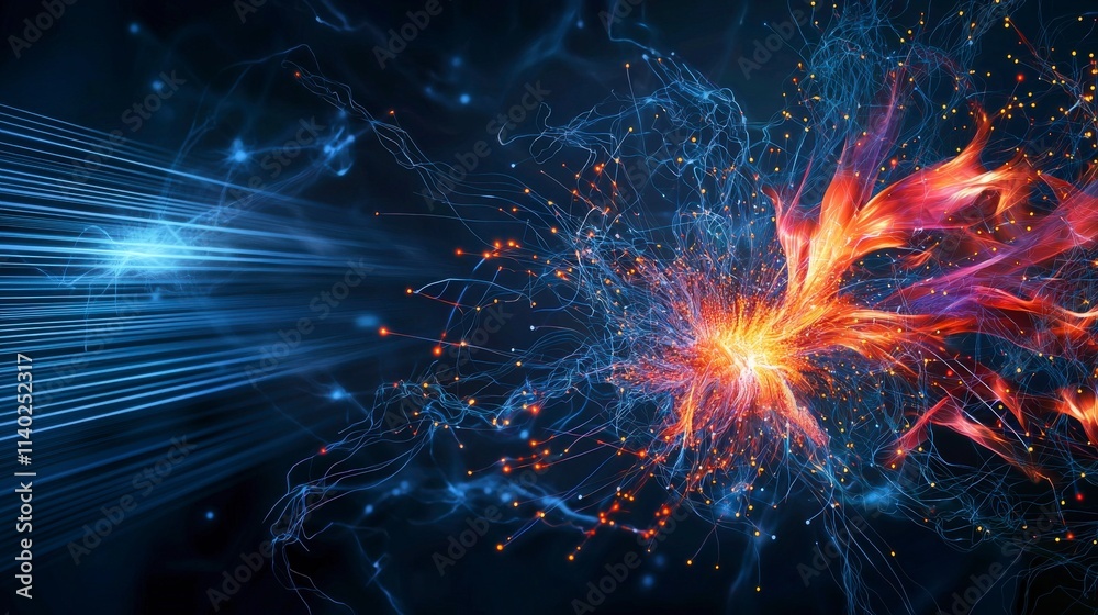 Poster Dynamic communication signals advancing through digital realms abstract art vibrant colors futuristic design