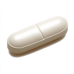 Obraz premium Single white pill resting on white background casting a shadow