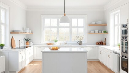 Scandinavian Style - Kitchen Interior Design With Scandinavian Concept - Hotel Kitchen - Apartment Kitchen Interior With Table - Interior Design