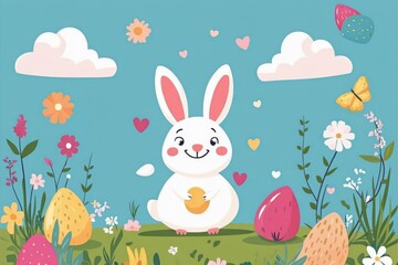 create illustratro draw ester day card flat design