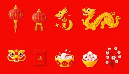Obraz premium Chinese New Year Icon Set Decoration - Perfect For All Projects